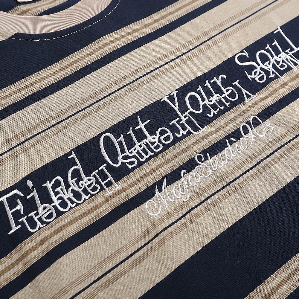 Striped Round Neck Short Sleeve T-shirt For Men And Women MuddyStock