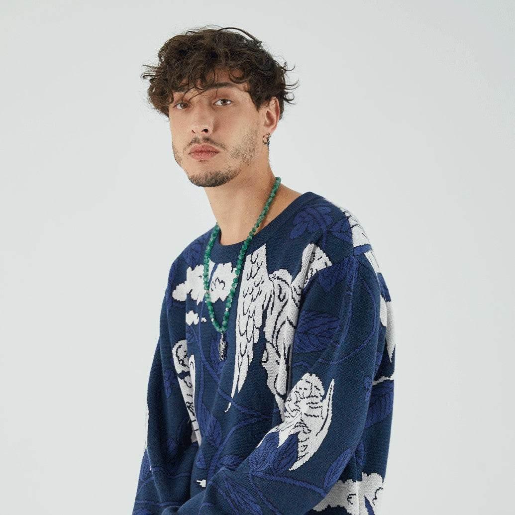 Woven Crew Neck Casual Sweater For Men