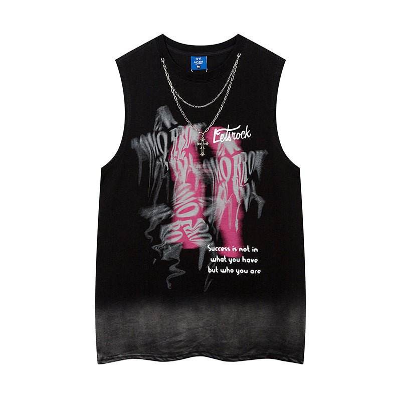 Fashion Depressed Abstract Chain Vest Women Black MuddyStock
