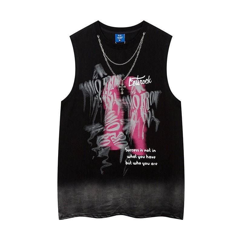 Fashion Depressed Abstract Chain Vest Women Black
