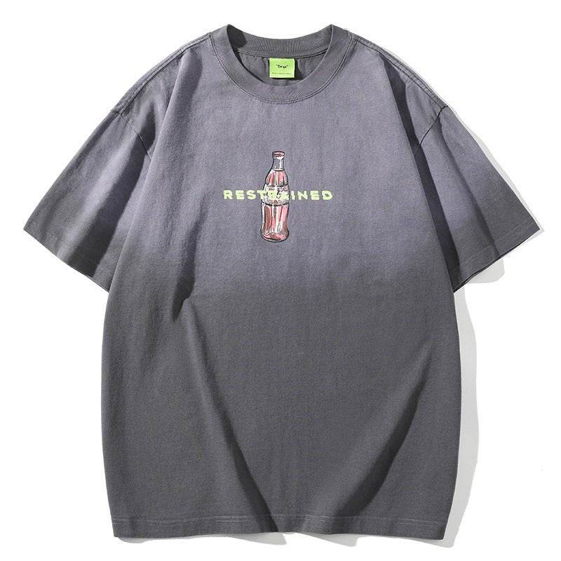 Fashion Gradient Color T-shirt For Men And Women Gray MuddyStock
