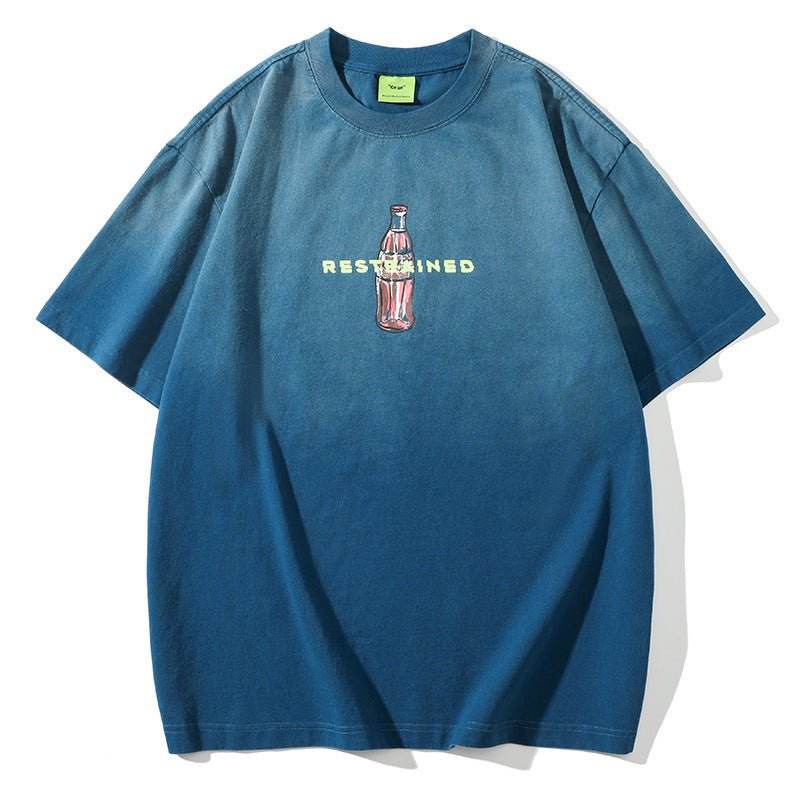 Fashion Gradient Color T-shirt For Men And Women Blue MuddyStock