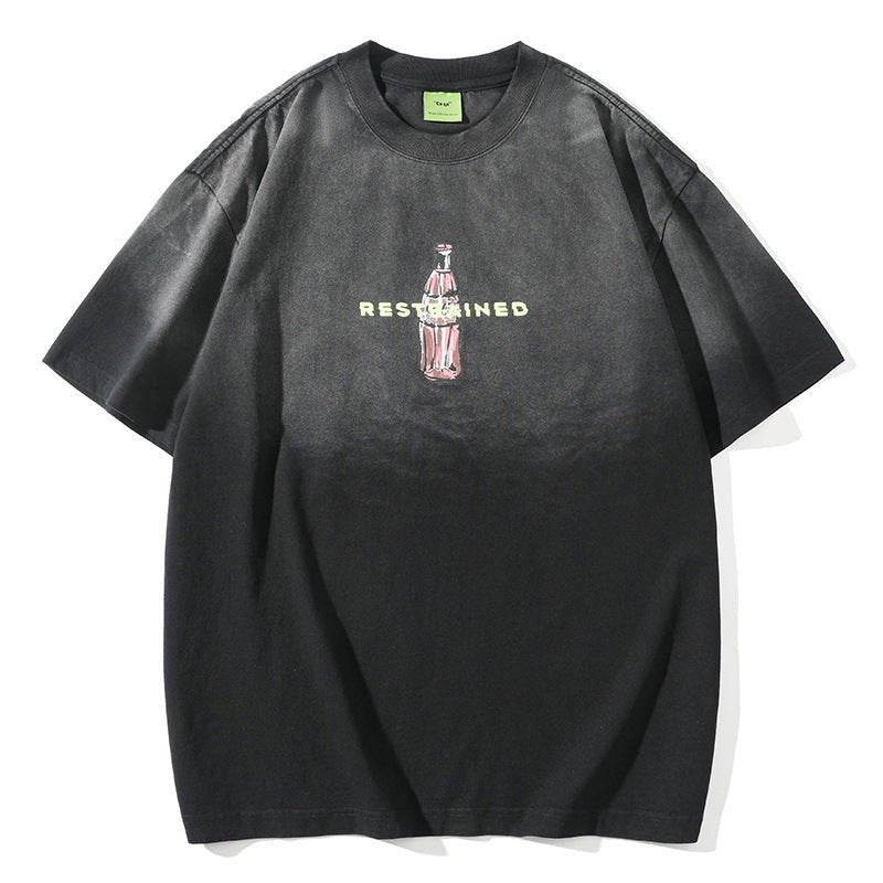 Fashion Gradient Color T-shirt For Men And Women Black MuddyStock