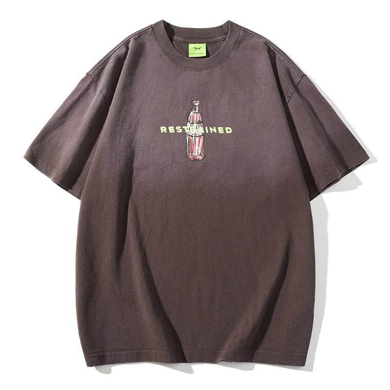 Fashion Gradient Color T-shirt For Men And Women Brown MuddyStock