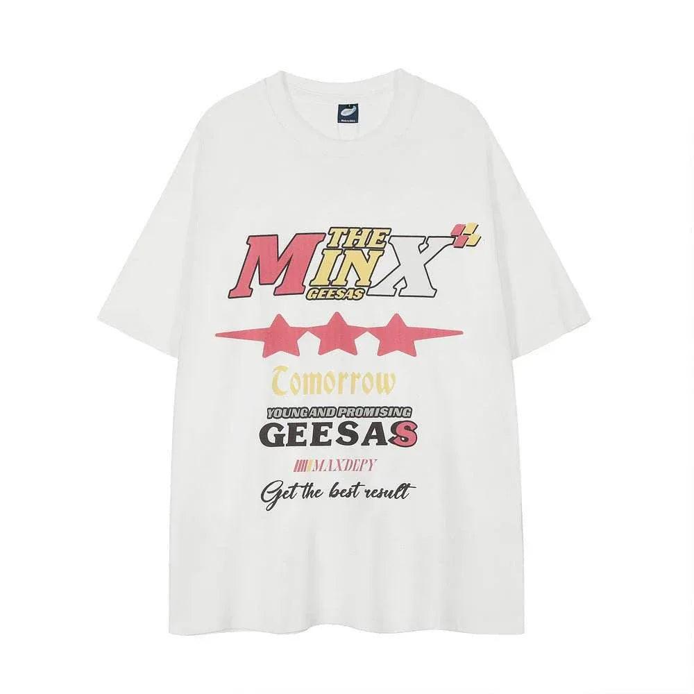 Fashion Loose Casual Summer Men And Women Top White