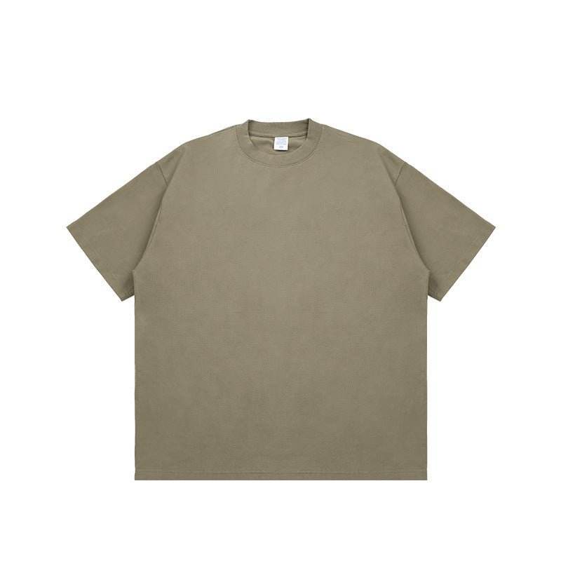 Fashion Solid Color Short Sleeves Grey camel MuddyStock