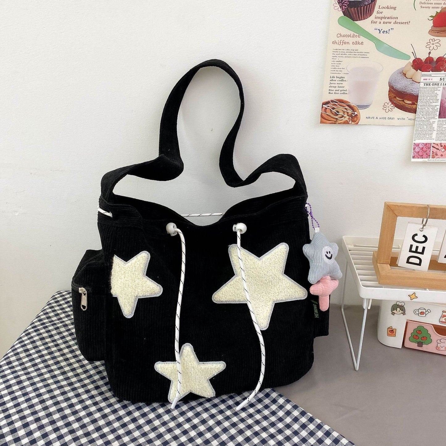 Crossbody Cute Student Tote Bag Black MuddyStock