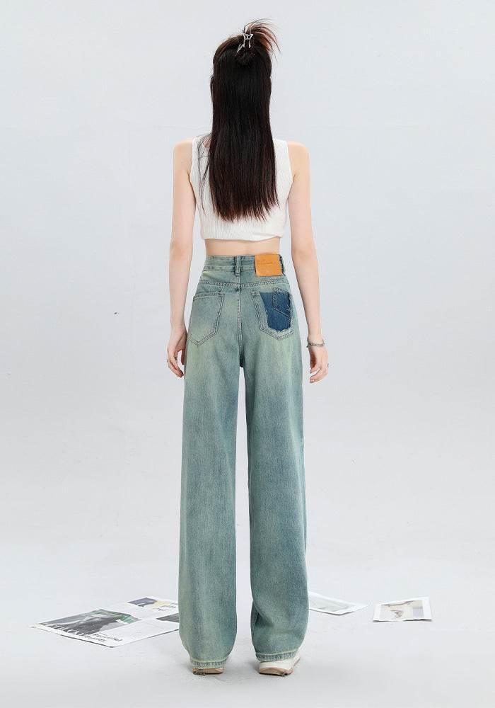 Women's Fashion Holes Narrow Wide-leg Jeans