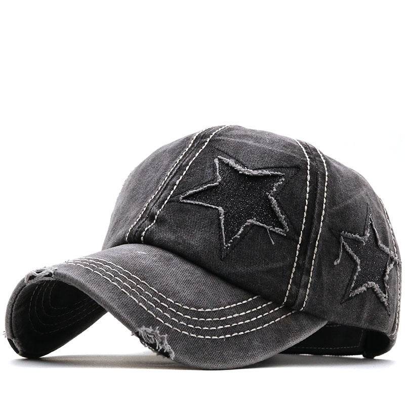 Washed And Worn Pentagram Baseball Cap Black MuddyStock