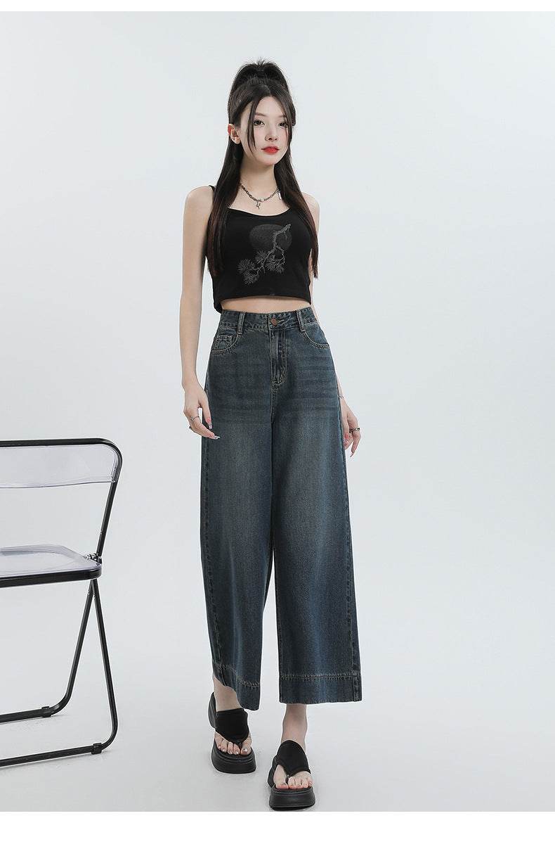 Straight Pear Shapes Ice Silk Wide-leg Pants MuddyStock