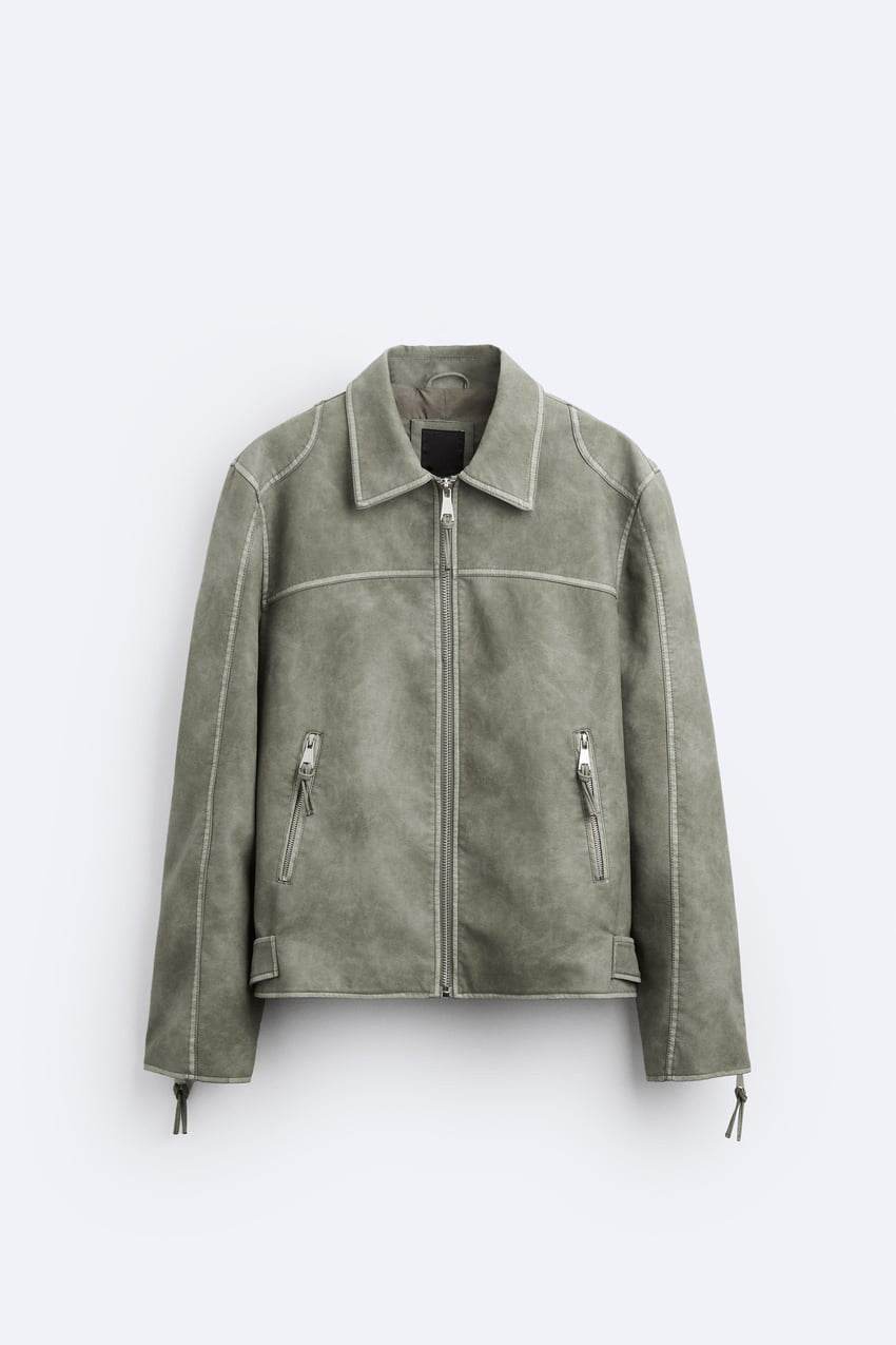 Men's Zipper Distressed Retro Washed Jacket MuddyStock