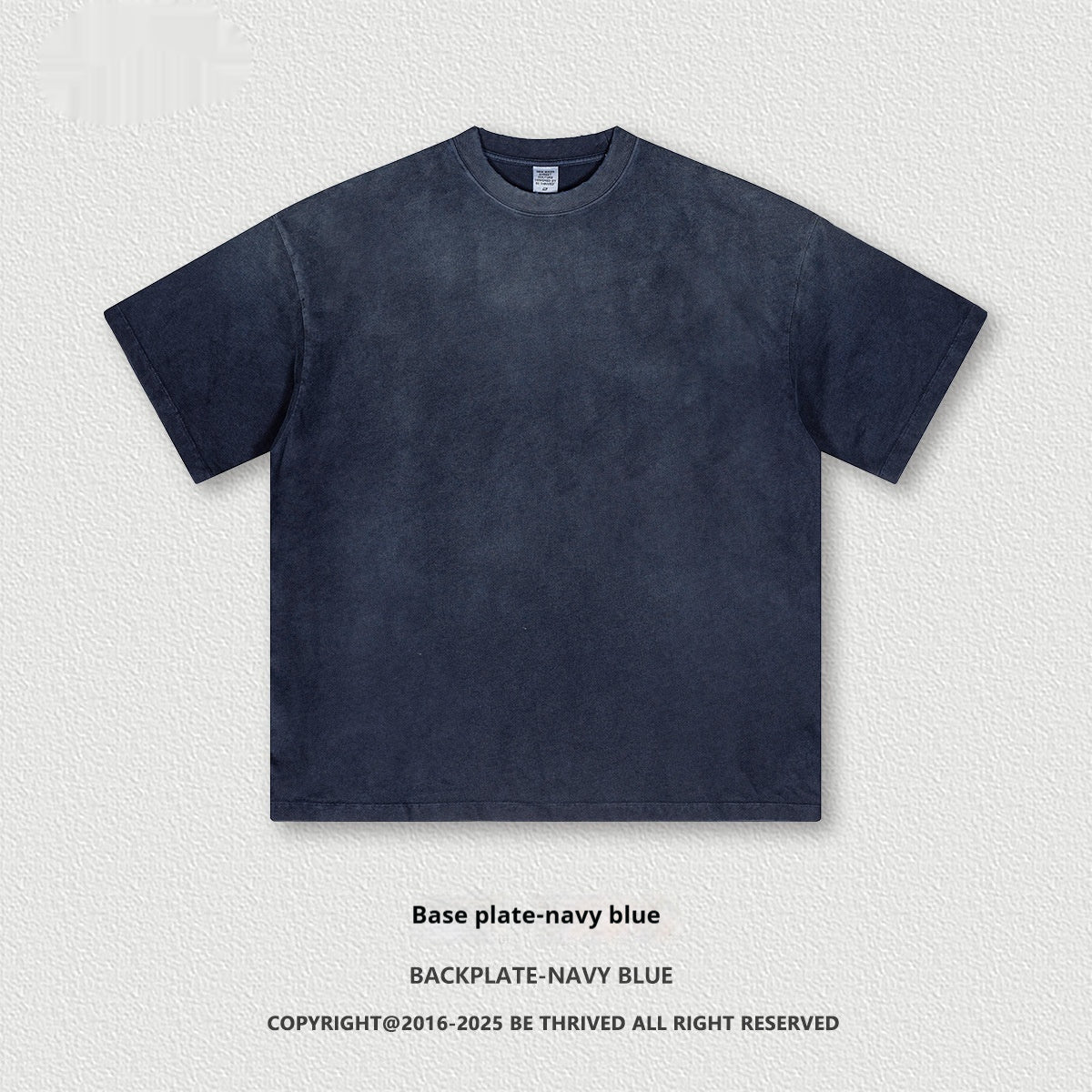 Retro Washed Round Neck Short Sleeve Men And Women Base Version Navy Blue