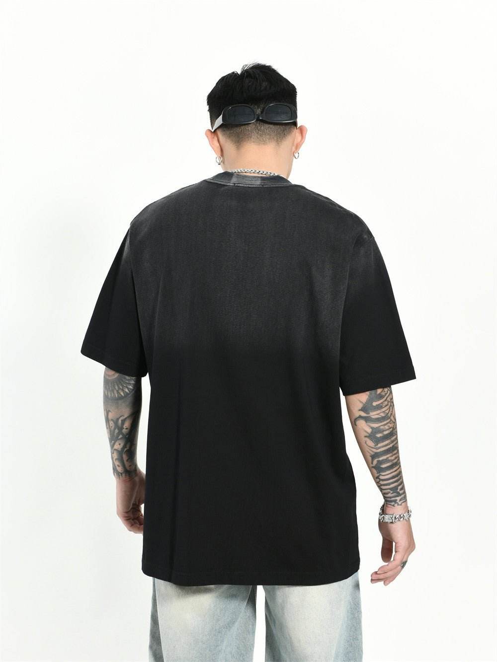 Gradient Letter Loose T-shirt Short Sleeve Men MuddyStock