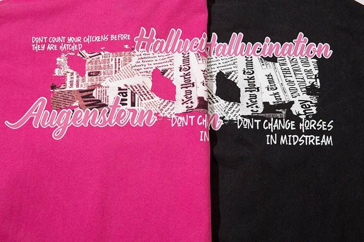 Hand Drawn Cartoon Distressed Printed Short Sleeve Men And Women MuddyStock