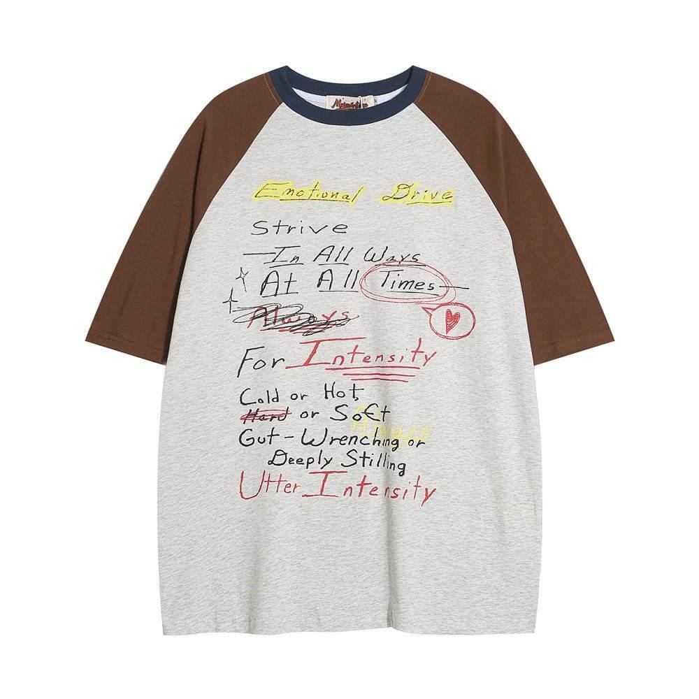 Hand Painted Graffiti Printing Short Sleeve Men Gray