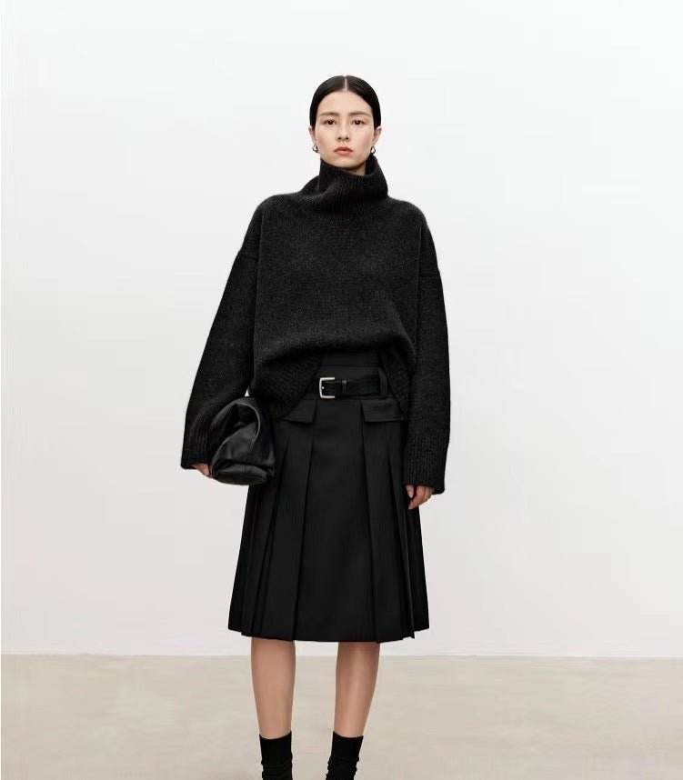 High neck cashmere sweater for women | MuddyStock Originals black MuddyStock