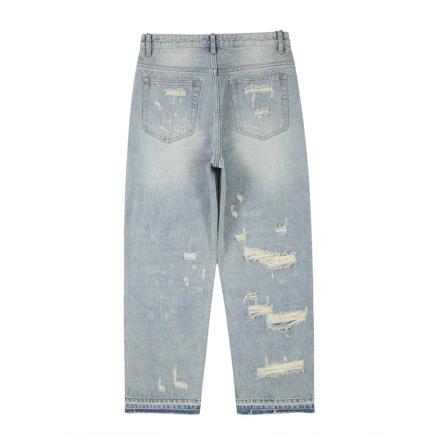 High Street Washed Loose Whiskered Ripped Jeans MuddyStock
