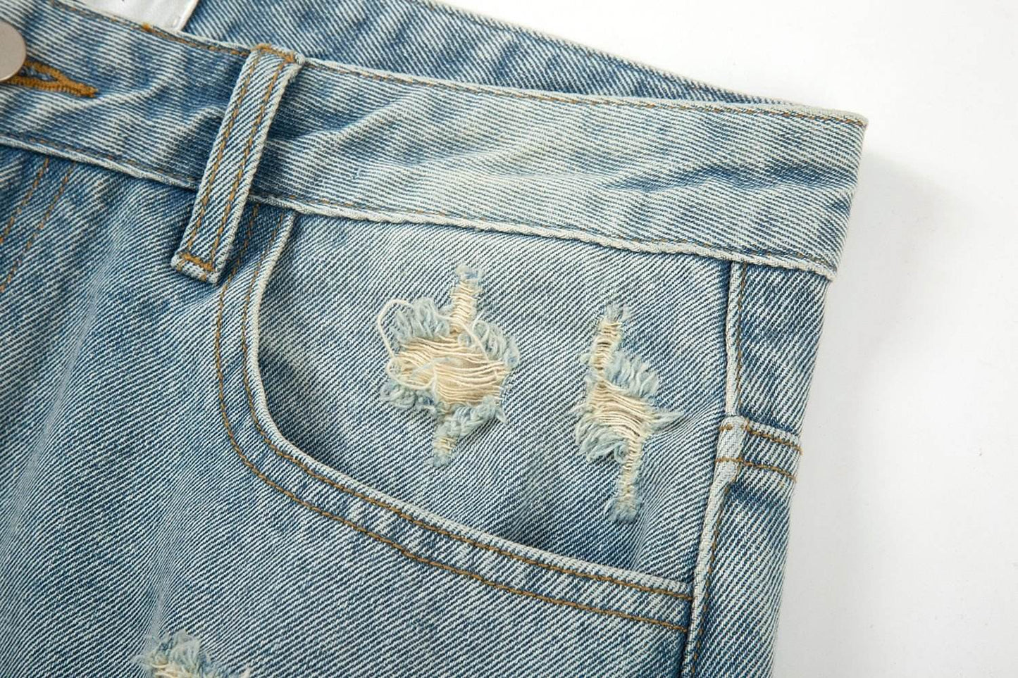 High Street Washed Loose Whiskered Ripped Jeans MuddyStock