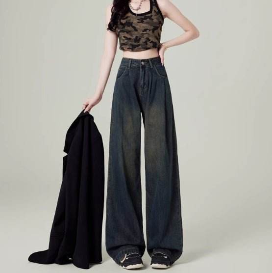 High Waisted Petite Straight Wide Leg Trousers MuddyStock