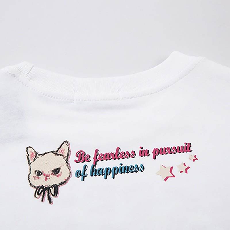 Kitten Animal Print Lazy And Loose Top For Women MuddyStock