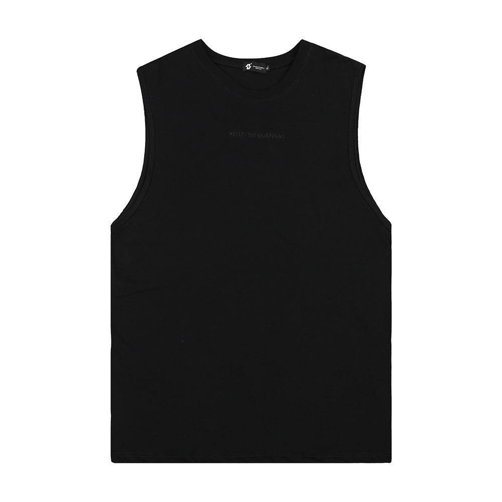 Letter Affixed Cloth Embroidered Vest For Men And Women Black MuddyStock