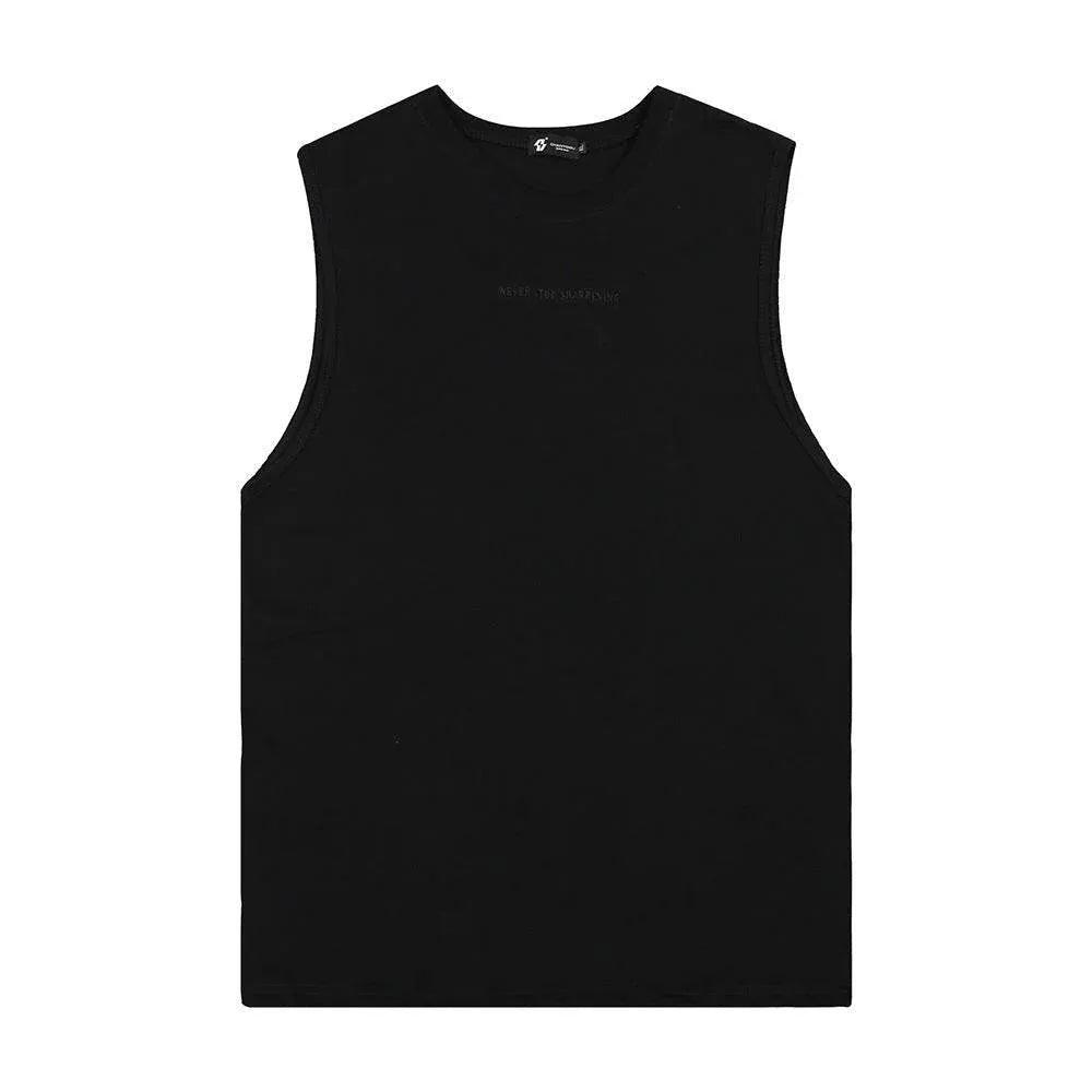 Letter Affixed Cloth Embroidered Vest For Men And Women Black