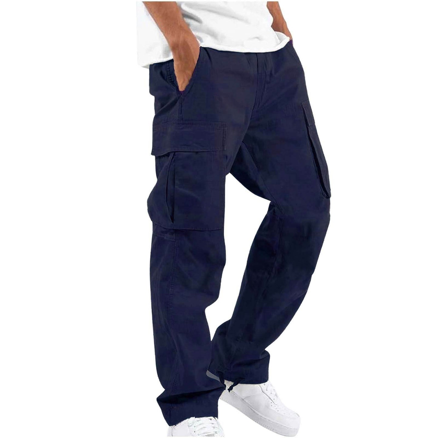 New Style Men's Overalls Drawstring Multi Pocket Casual Trousers | MuddyStock Originals Navy Blue MuddyStock