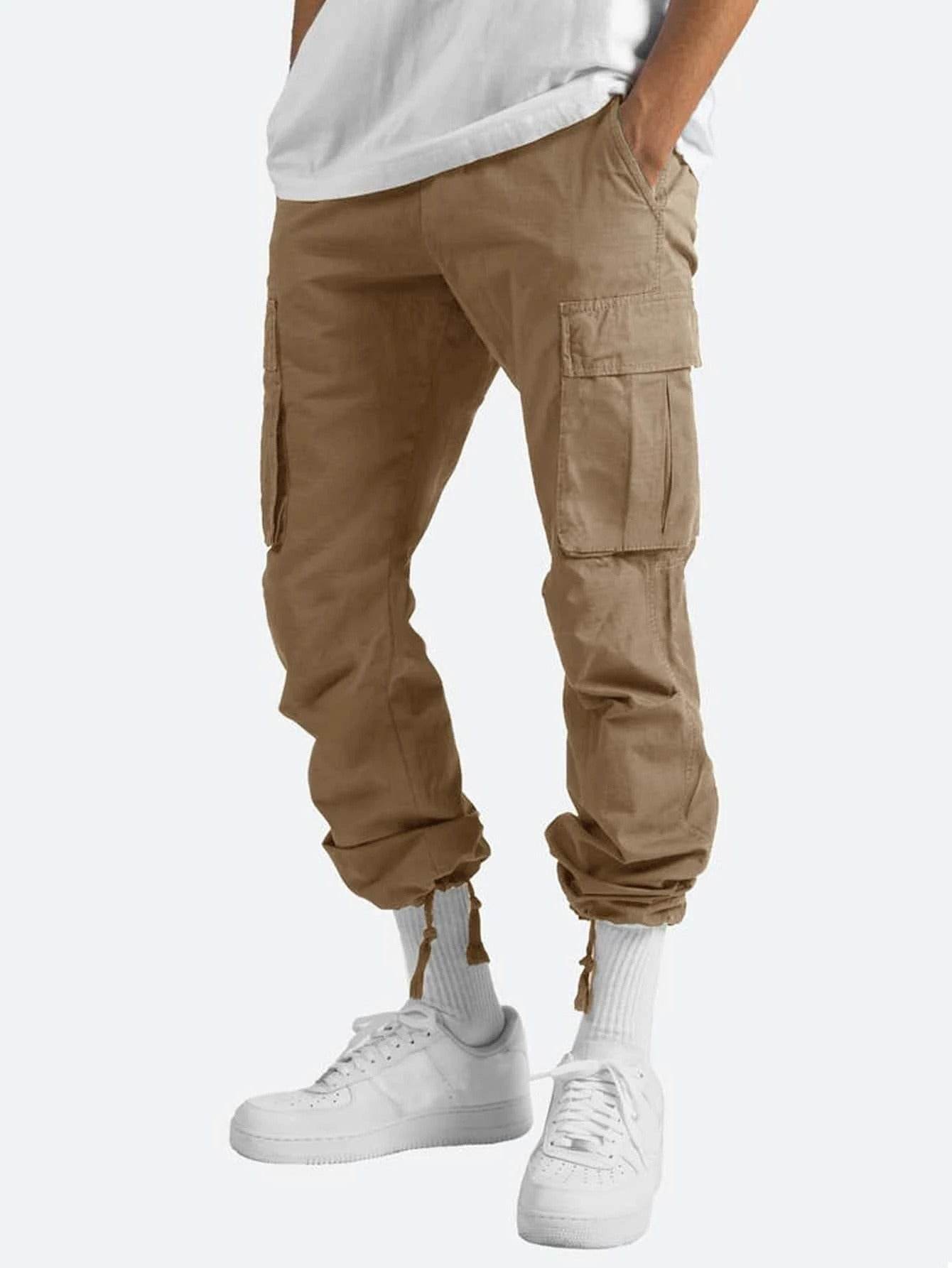 New Style Men's Overalls Drawstring Multi Pocket Casual Trousers | MuddyStock Originals Khaki MuddyStock