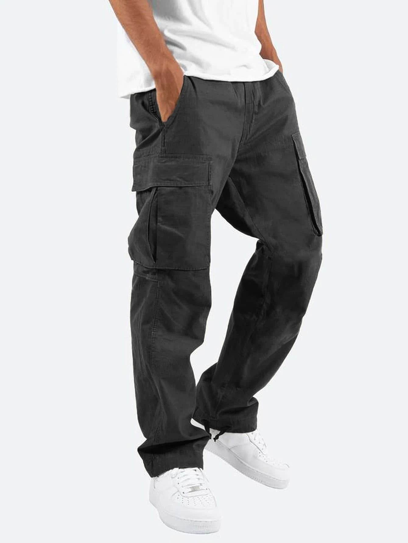 New Style Men's Overalls Drawstring Multi Pocket Casual Trousers | MuddyStock Originals Black MuddyStock