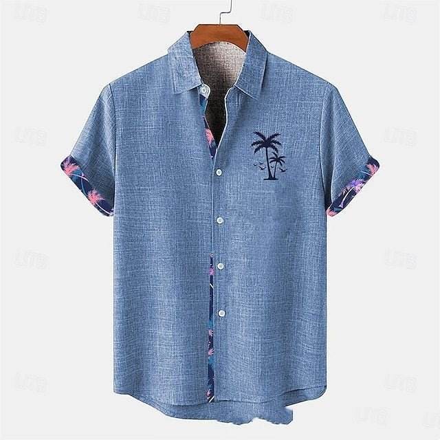 Ocean Fish Pattern Lapel Loose Casual Short Sleeve AUI24 MuddyStock