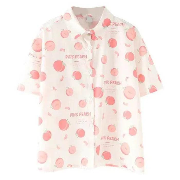 Peach Printed Shirt For Women White