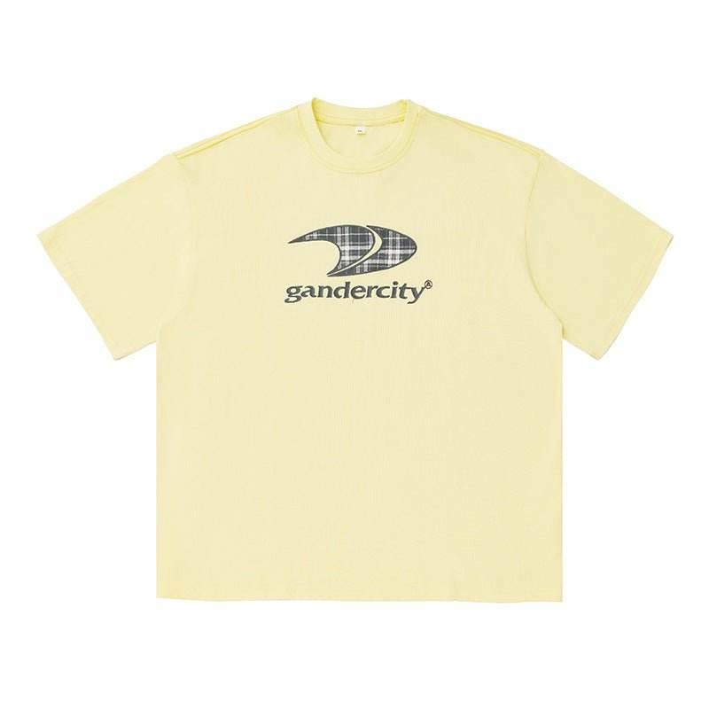 Retro Contrast Color Check Printed T-shirt For Men Yellow