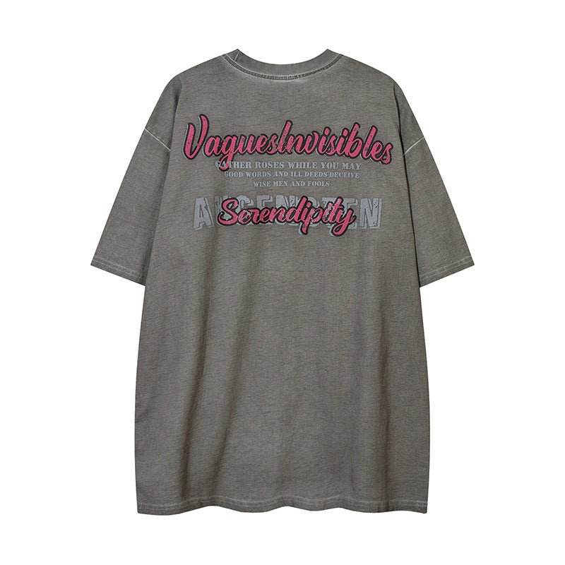 Retro Distressed Printed Short Sleeve For Women MuddyStock