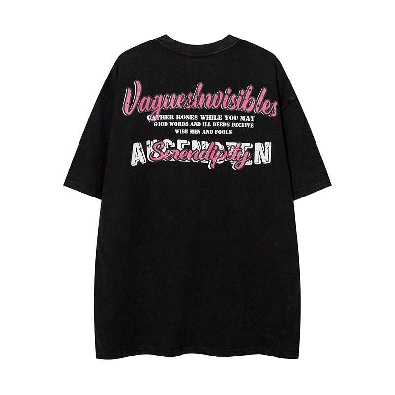 Retro Distressed Printed Short Sleeve For Women MuddyStock