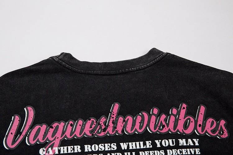 Retro Distressed Printed Short Sleeve For Women MuddyStock