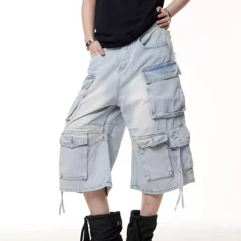 Retro Multi-pocket Denim Cargo Pants Shorts For Men And Women MuddyStock