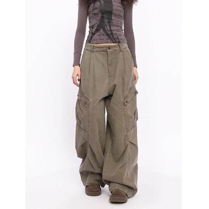 Retro Overalls Jeans Women's Early Autumn High Waist Loose MuddyStock