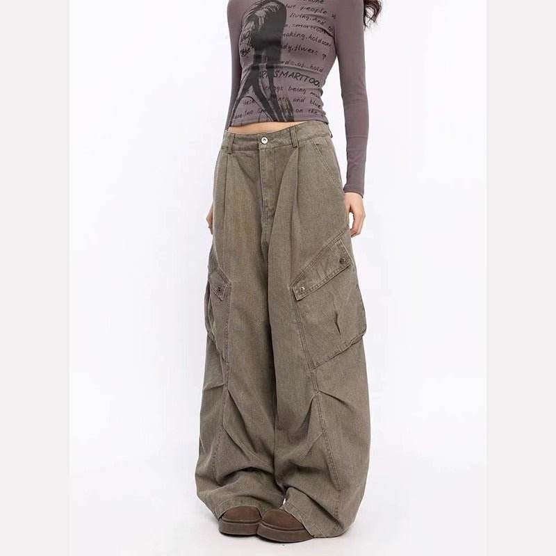 Retro Overalls Jeans Women's Early Autumn High Waist Loose MuddyStock