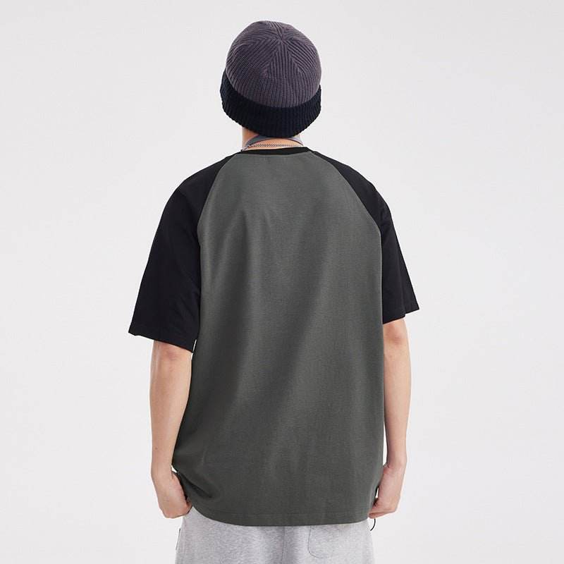 Retro Raglan Color Matching T-shirt For Men MuddyStock