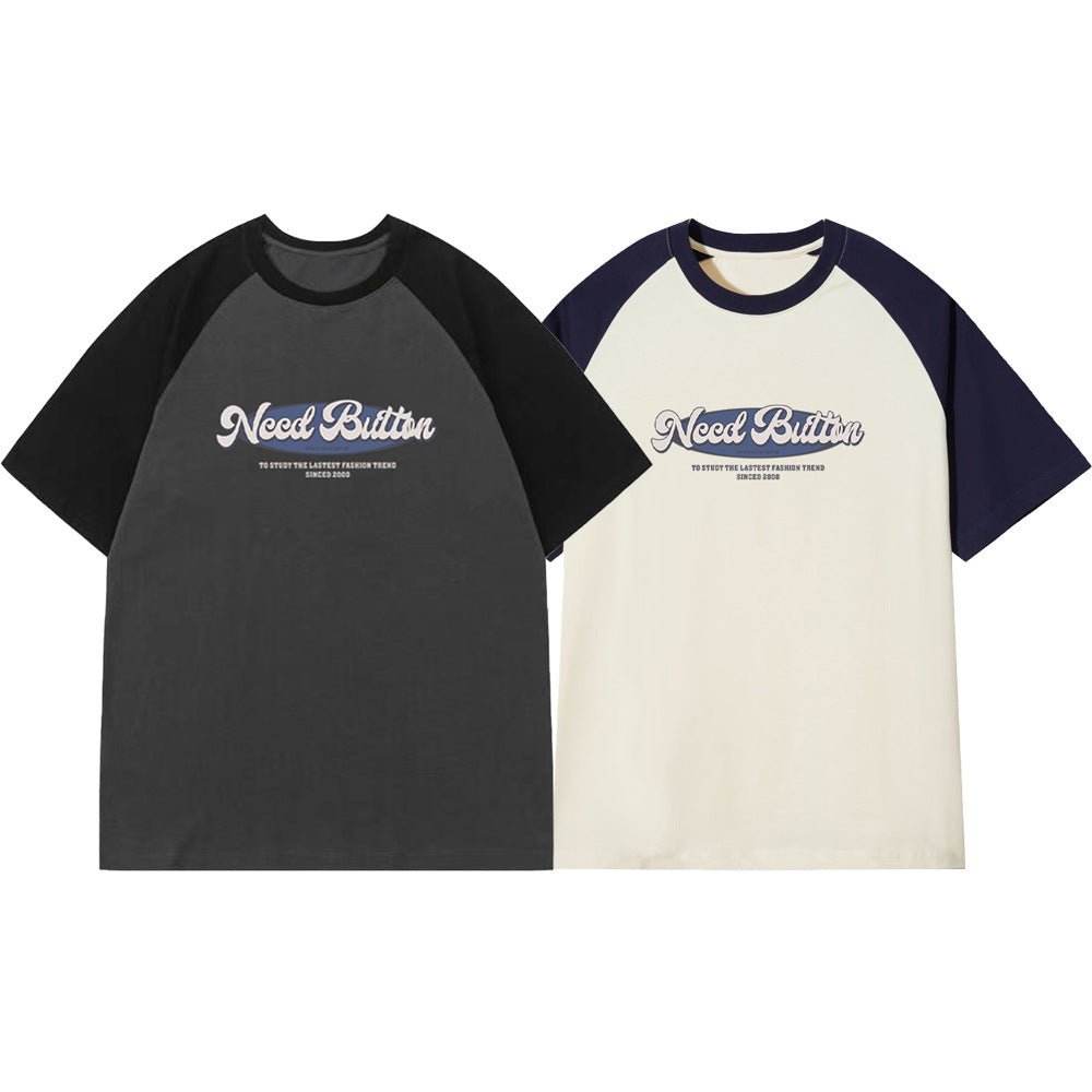 Retro Raglan Color Matching T-shirt For Men MuddyStock