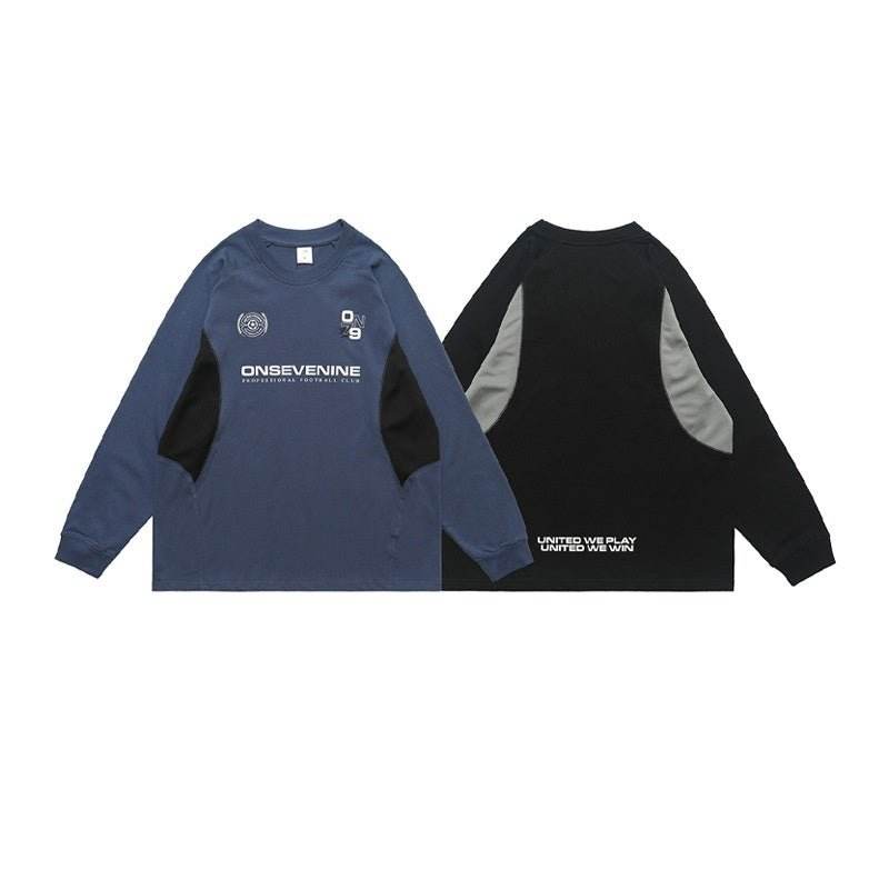 Retro Raglan Stitching Design Long-sleeved T-shirt Men MuddyStock