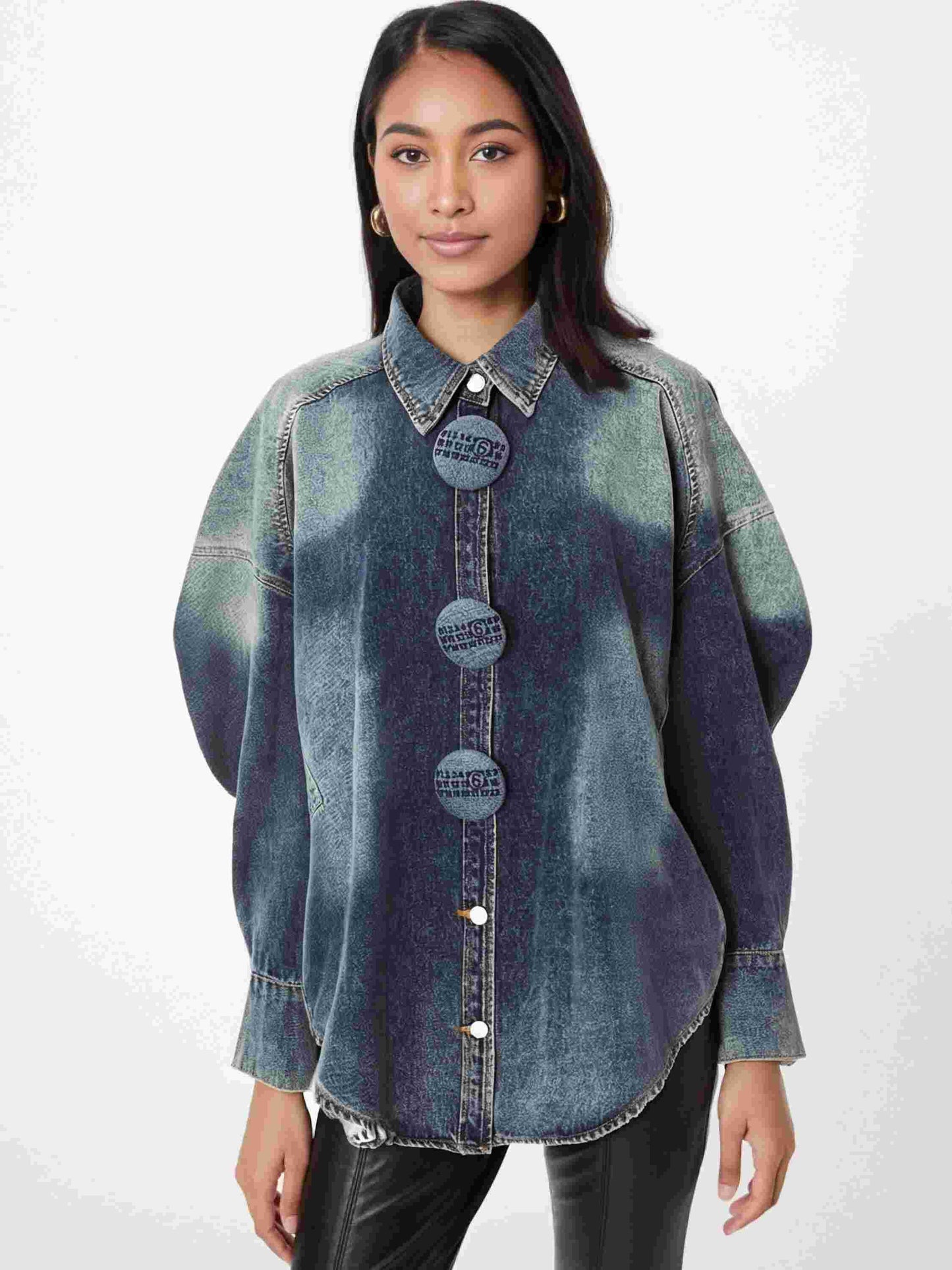 Designer's Large Denim Drop Shoulders Women Shirt | MuddyStock Originals MuddyStock