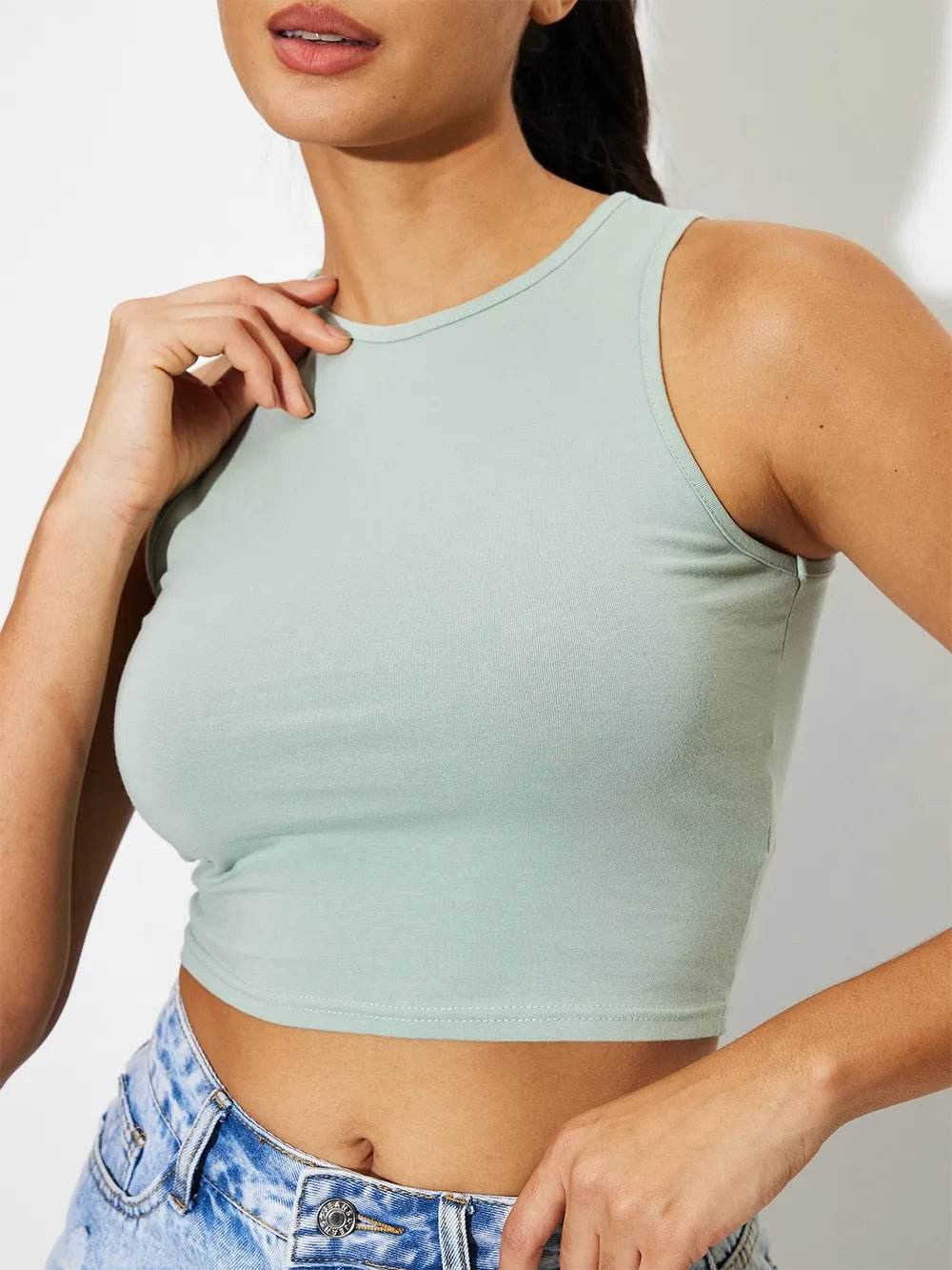 Round Neck Cropped Tank Top | MuddyStock Originals Sage MuddyStock