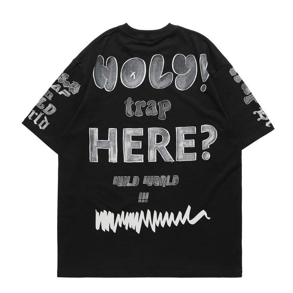 Round Neck Half Sleeve Letter Full Print Short Sleeve T-Shirt For Men And Women MuddyStock