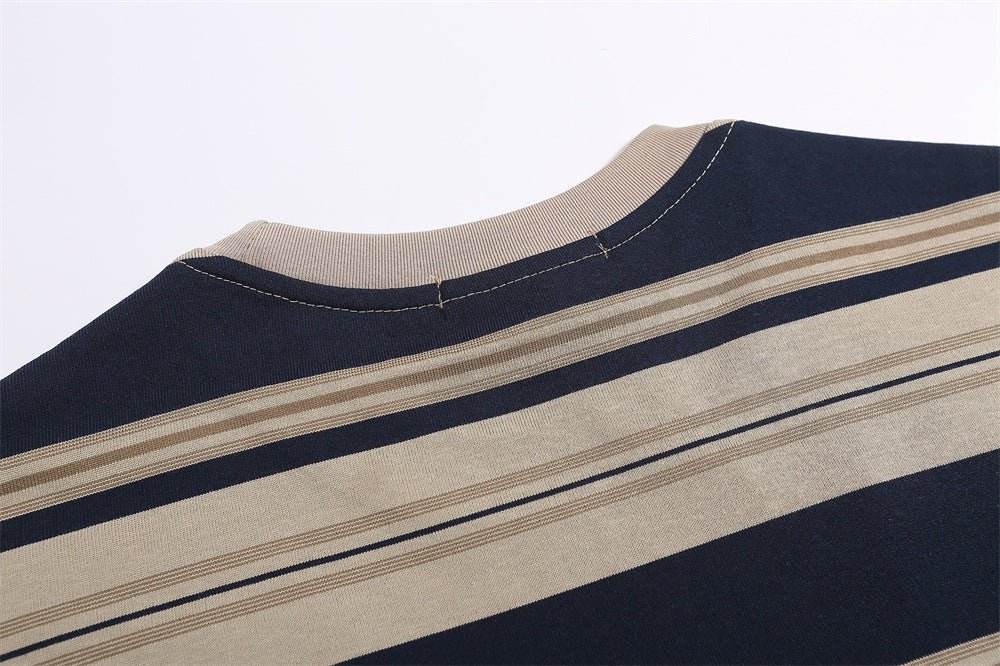 Striped Round Neck Short Sleeve T-shirt For Men And Women MuddyStock