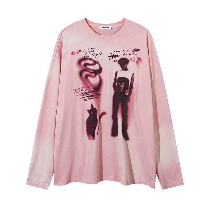 Trendy Loose Leisure All-matching Bottoming Top Pink