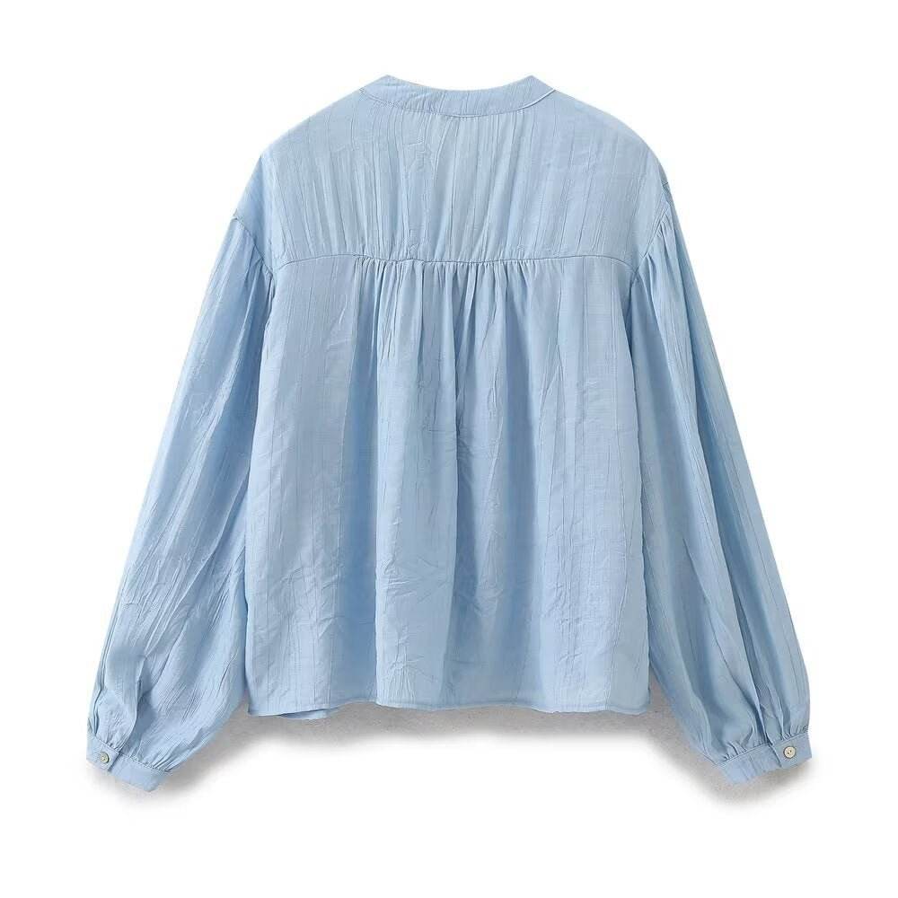 Versatile V-neck lace up loose embroidered top for women | MuddyStock Originals MuddyStock