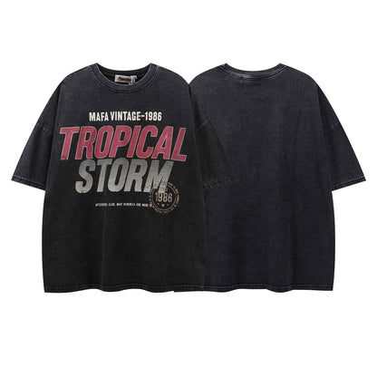 Retro Washed Letter Print Short Sleeve T-Shirt For Men | MuddyStock Originals MuddyStock