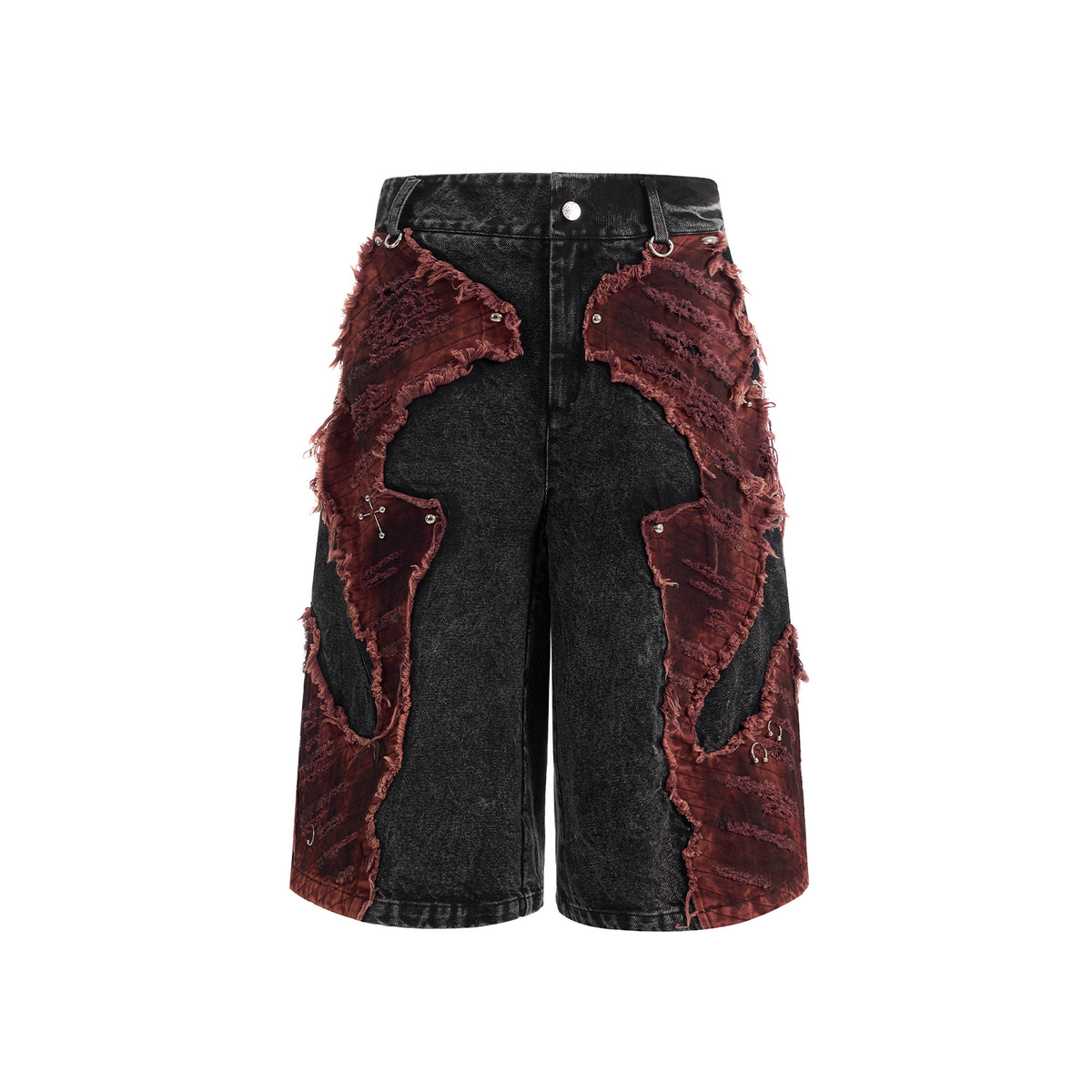 Distressed Brushed Stitching Denim Cropped Pants For Men Picture Color