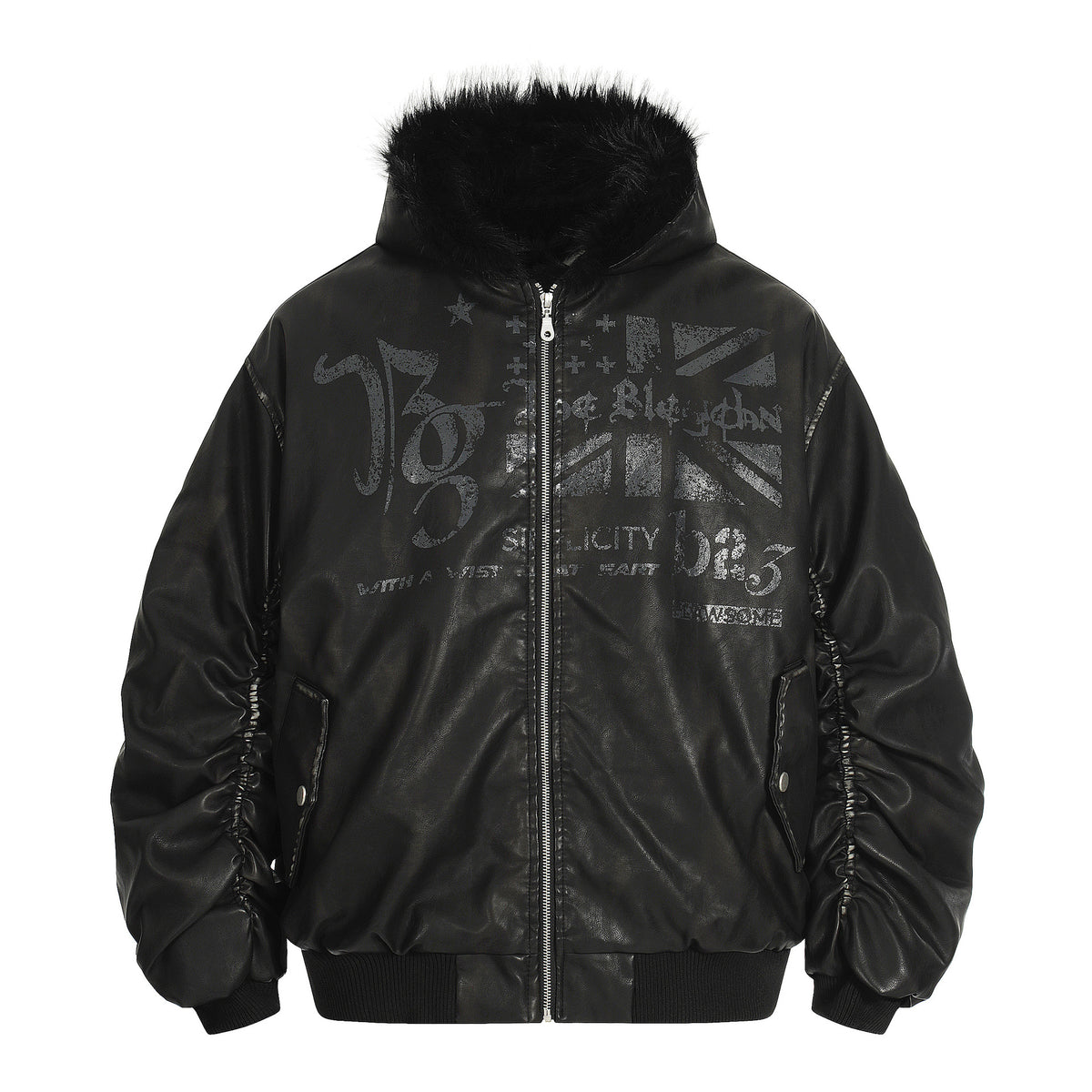 fur-trimmed jacket for women | MuddyStock Originals Black